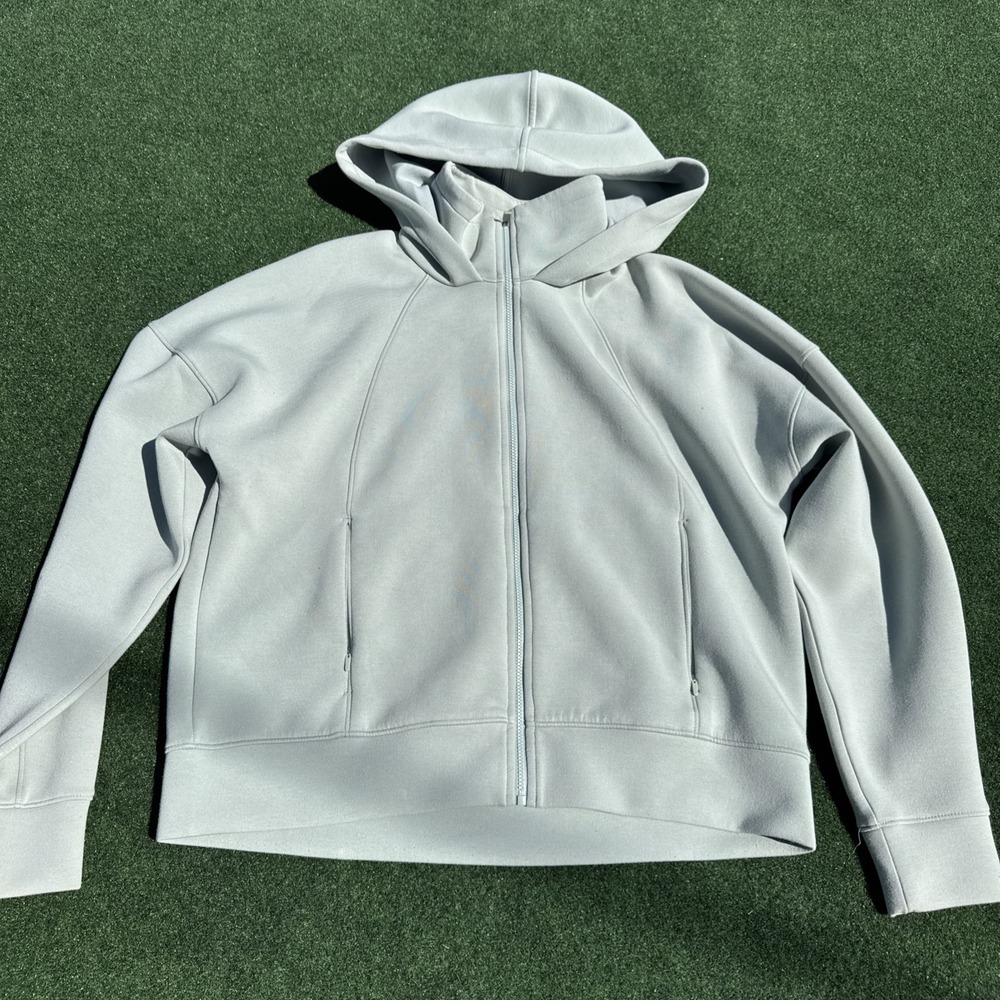 CALIA Woman's Athletic Soft Scuba Hooded Sweatshirt Small Light Green Zip Up